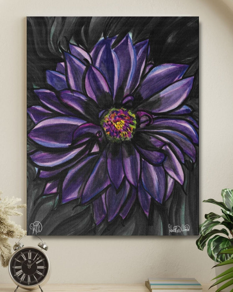 Acrylic painting of large pink roses with plumerias outlined in gold