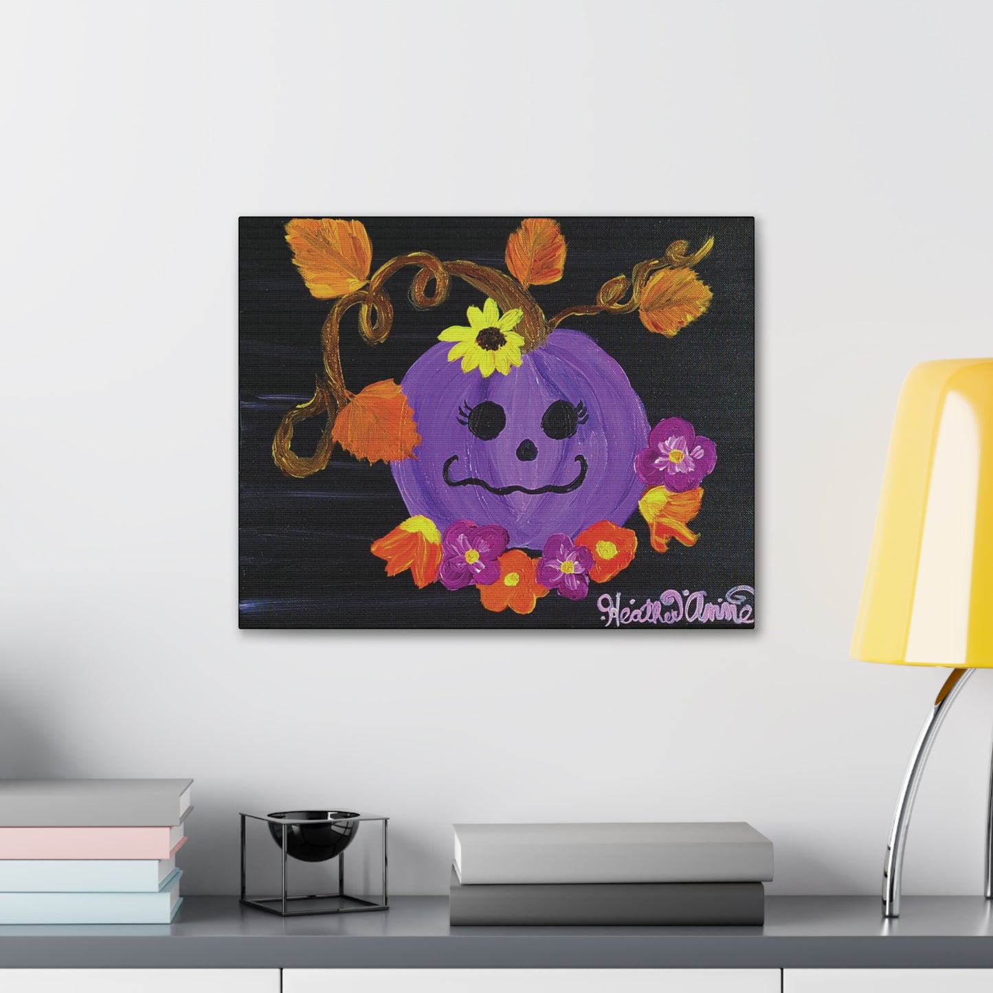 Happy Purple Pumpkin Canvas Art Print Acrylic Painting