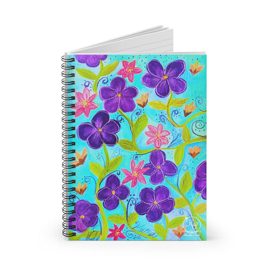 Violets on Blue Watercolor Spiral Notebook Journal