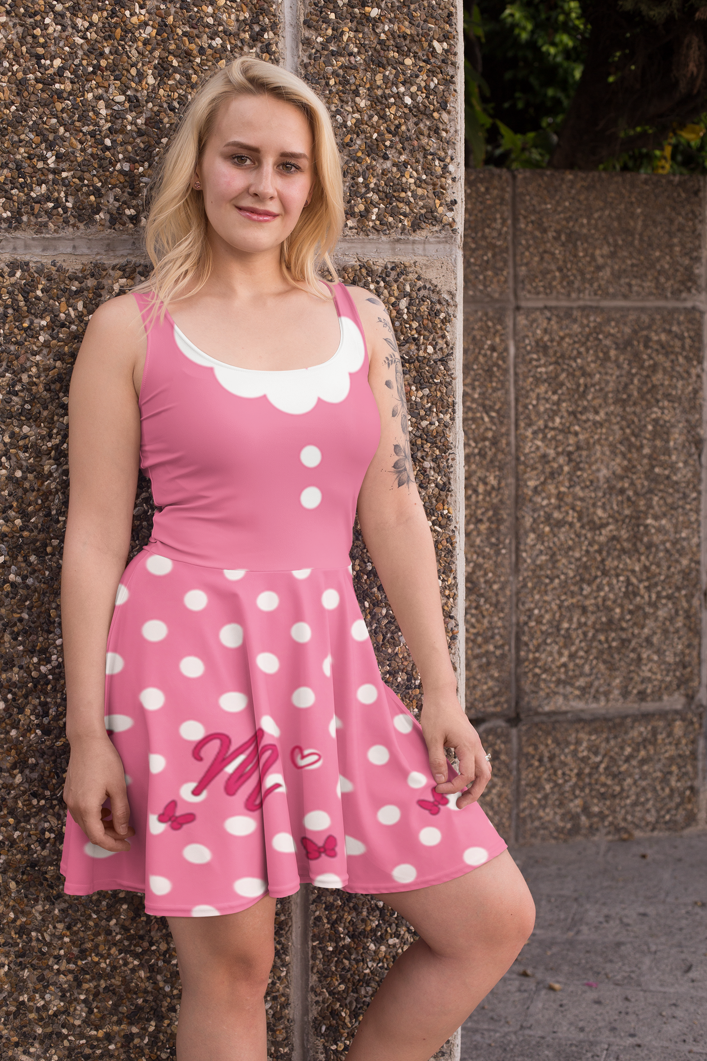 Miss Mouse PINK Polka Dot Skater Dress