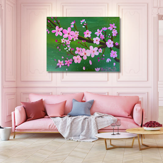 Cherry Blossoms Canvas Art Print - Acrylic Painting