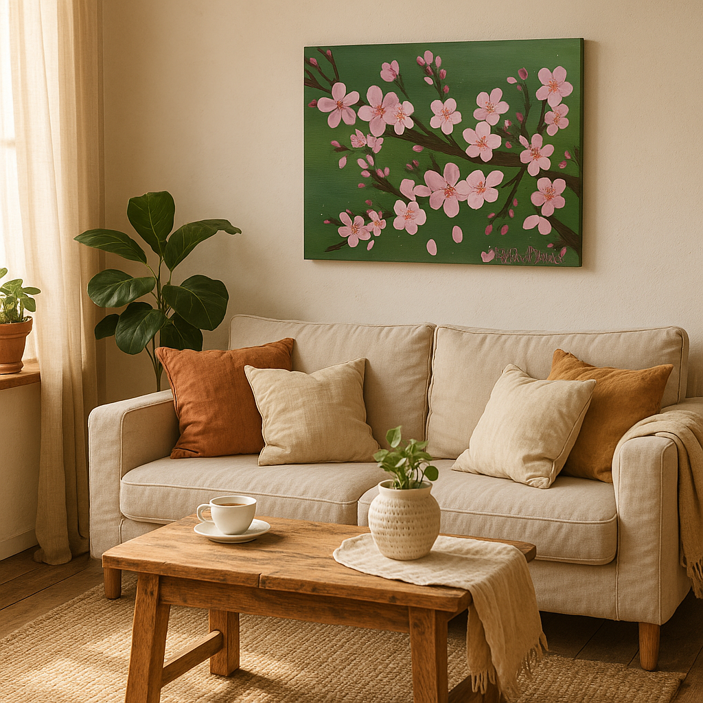 Cherry Blossoms Canvas Art Print - Acrylic Painting