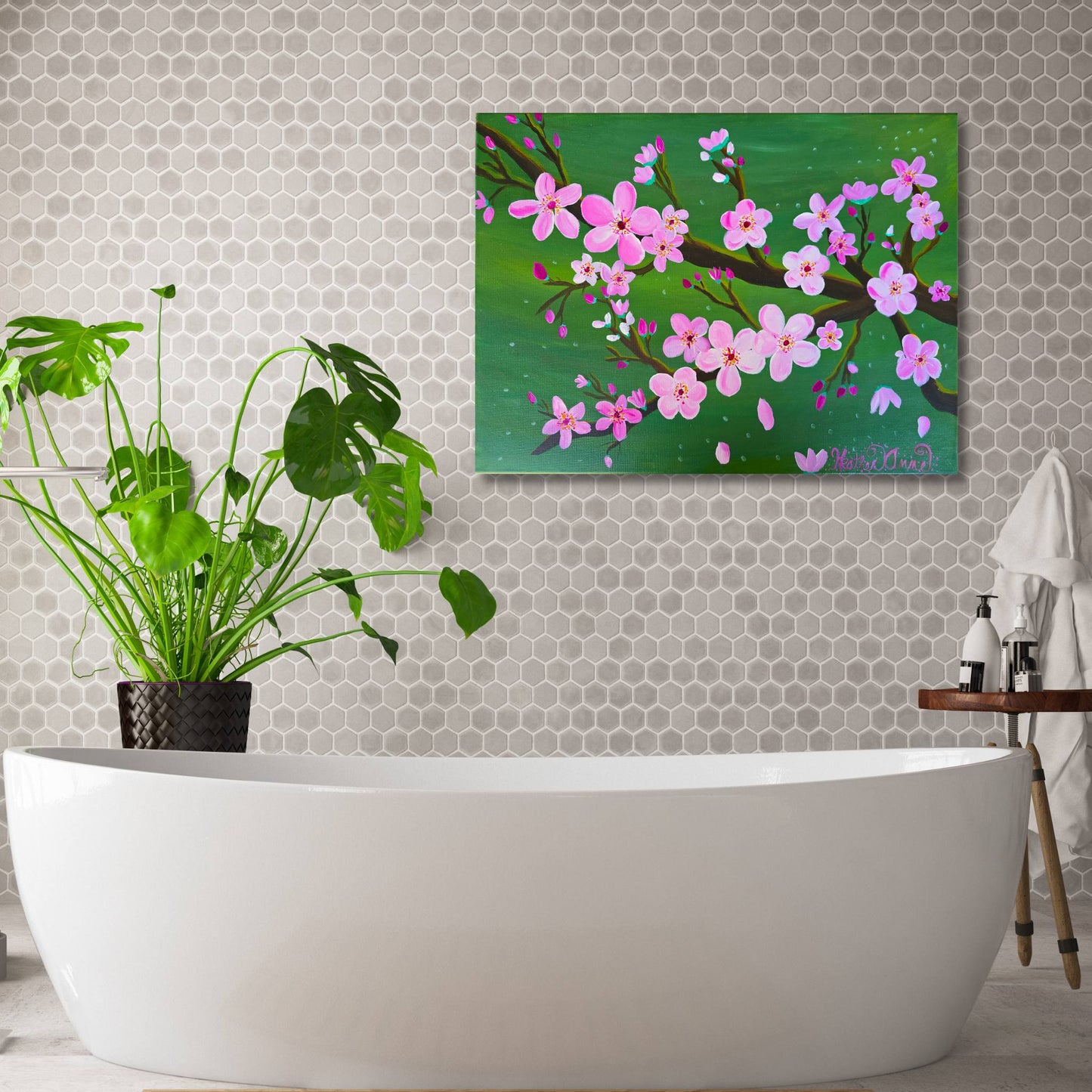 Cherry Blossoms Canvas Art Print - Acrylic Painting