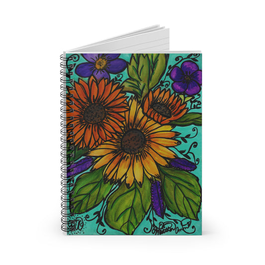 Sunflowers and Violets Spiral Notebook Journal