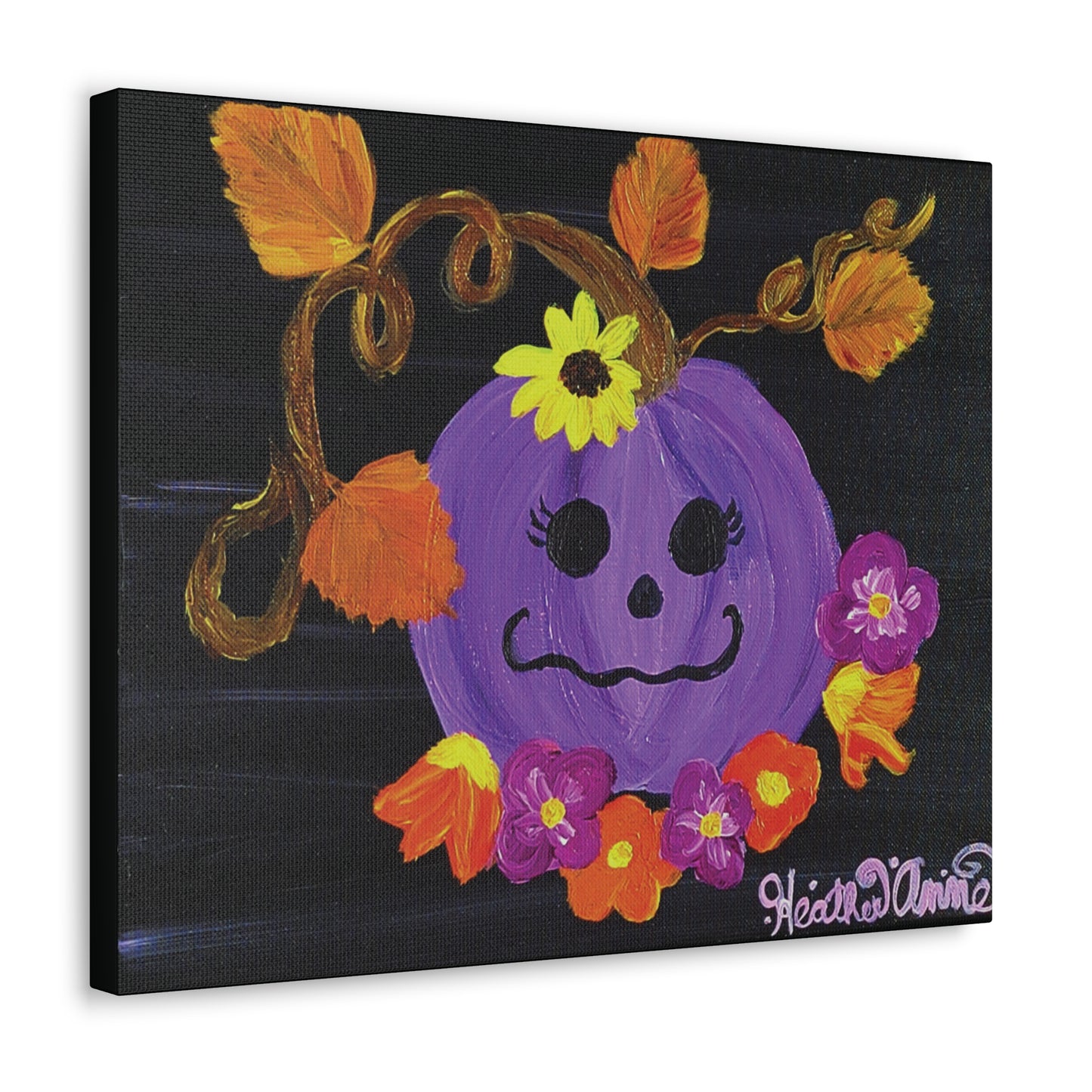Happy Purple Pumpkin Canvas Art Print Acrylic Painting