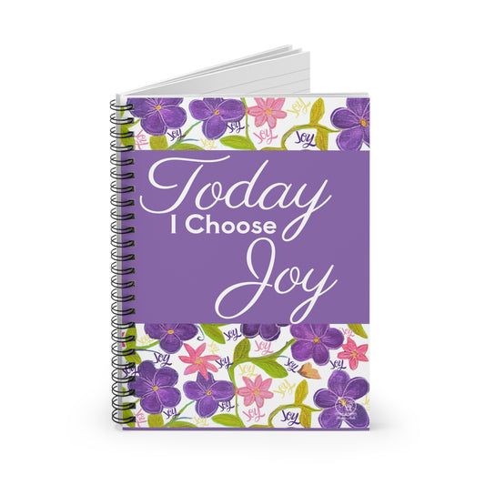 Today I Choose Joy - Violets Watercolor Spiral Notebook Journal