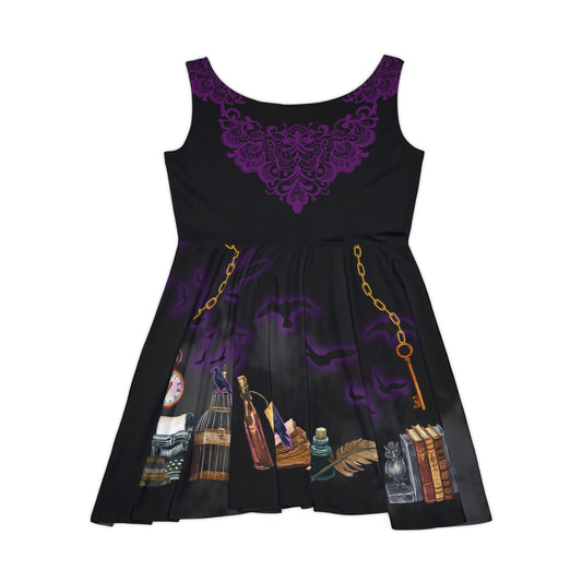 Midnight in Nevermore – Dark Academia Gothic Skater Dress
