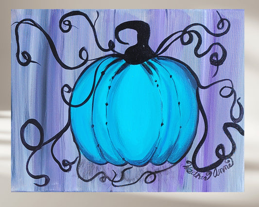 Teal Pumpkin Canvas Print Acrylic Painting