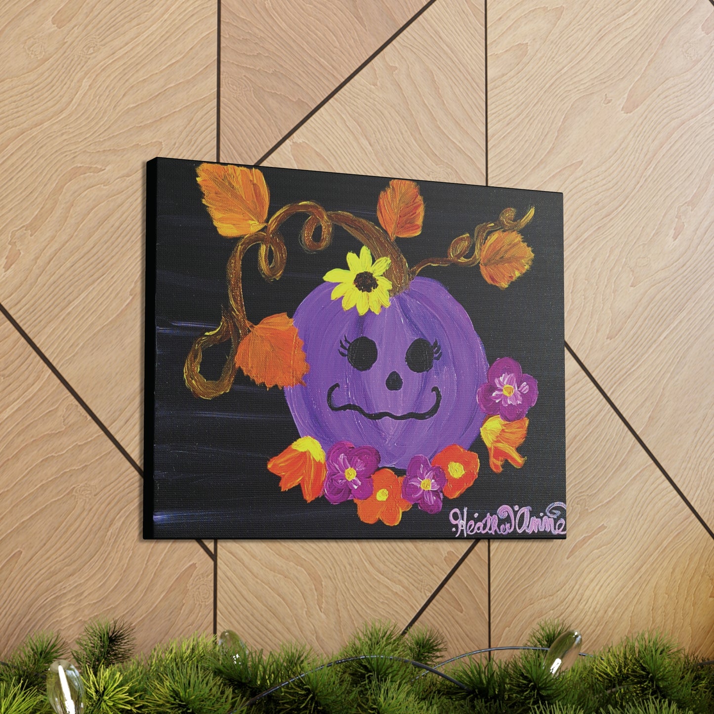 Happy Purple Pumpkin Canvas Art Print