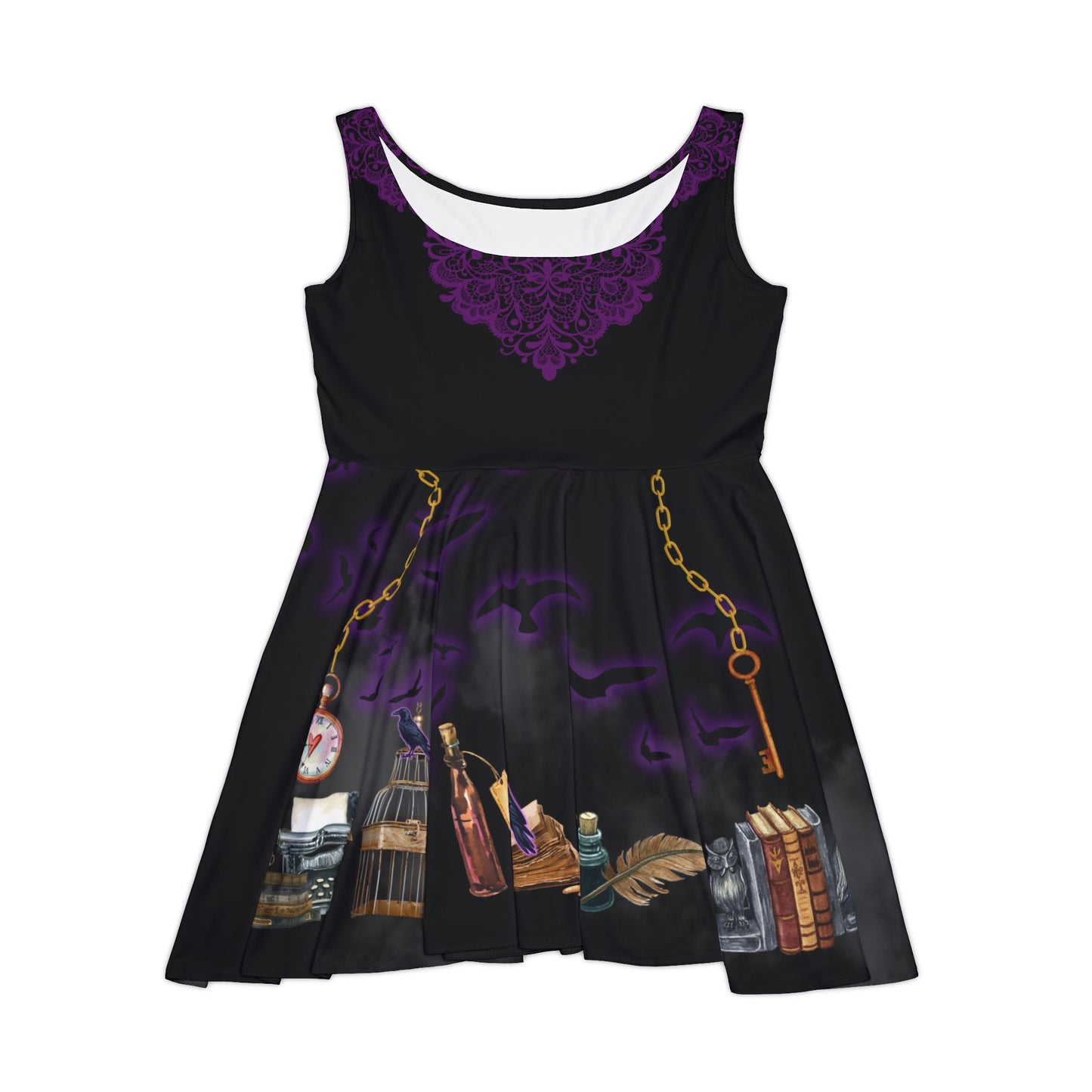 Midnight in Nevermore – Dark Academia Gothic Skater Dress
