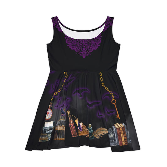 Midnight in Nevermore – Dark Academia Gothic Skater Dress