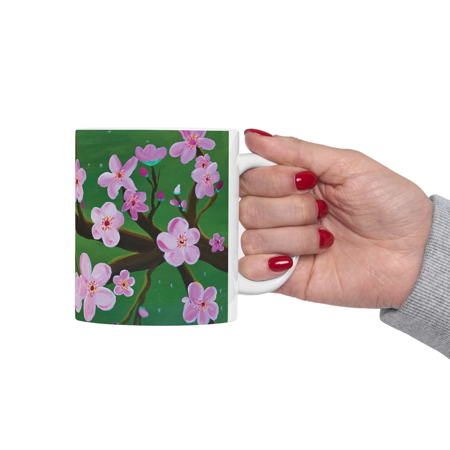 Cherry Blossom Ceramic Mug - Sakura Blossom Coffee Cup, Handmade Floral Tea Mug, Gift for Nature Lovers, Tea Drinkers, Mother's Day, Spring