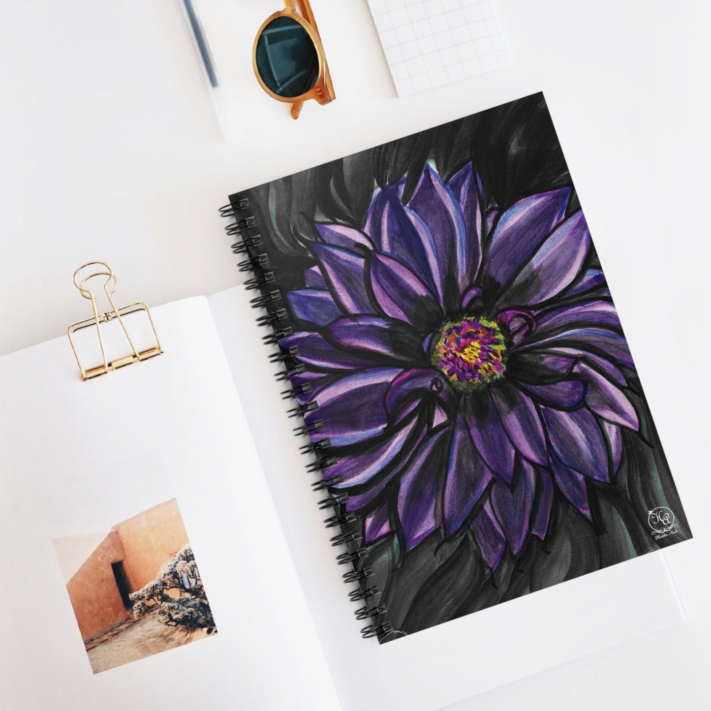 Purple Dahlia Moods Spiral Notebook Journal