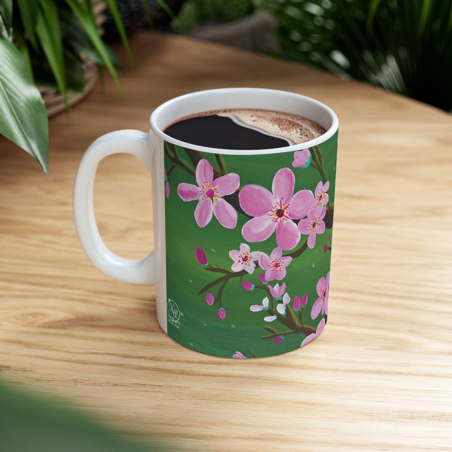 Cherry Blossom Ceramic Mug - Sakura Blossom Coffee Cup, Handmade Floral Tea Mug, Gift for Nature Lovers, Tea Drinkers, Mother's Day, Spring