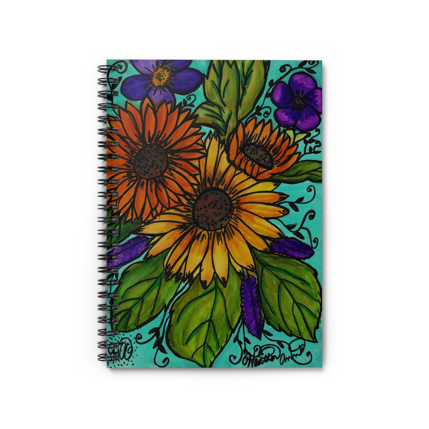 Sunflowers and Violets Spiral Notebook Journal