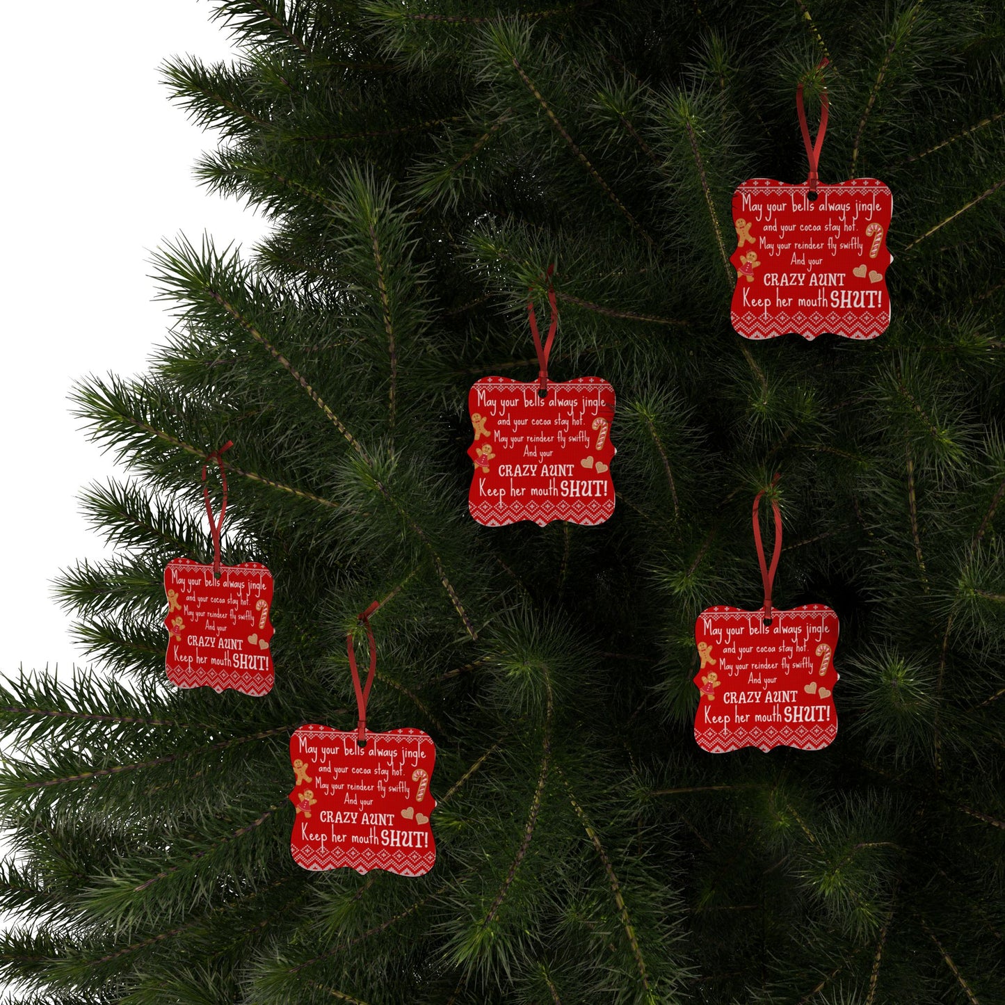 Funny Sarcastic Crazy Aunt Christmas Ornaments (1pc, 5pcs, 10pcs, 20pcs)