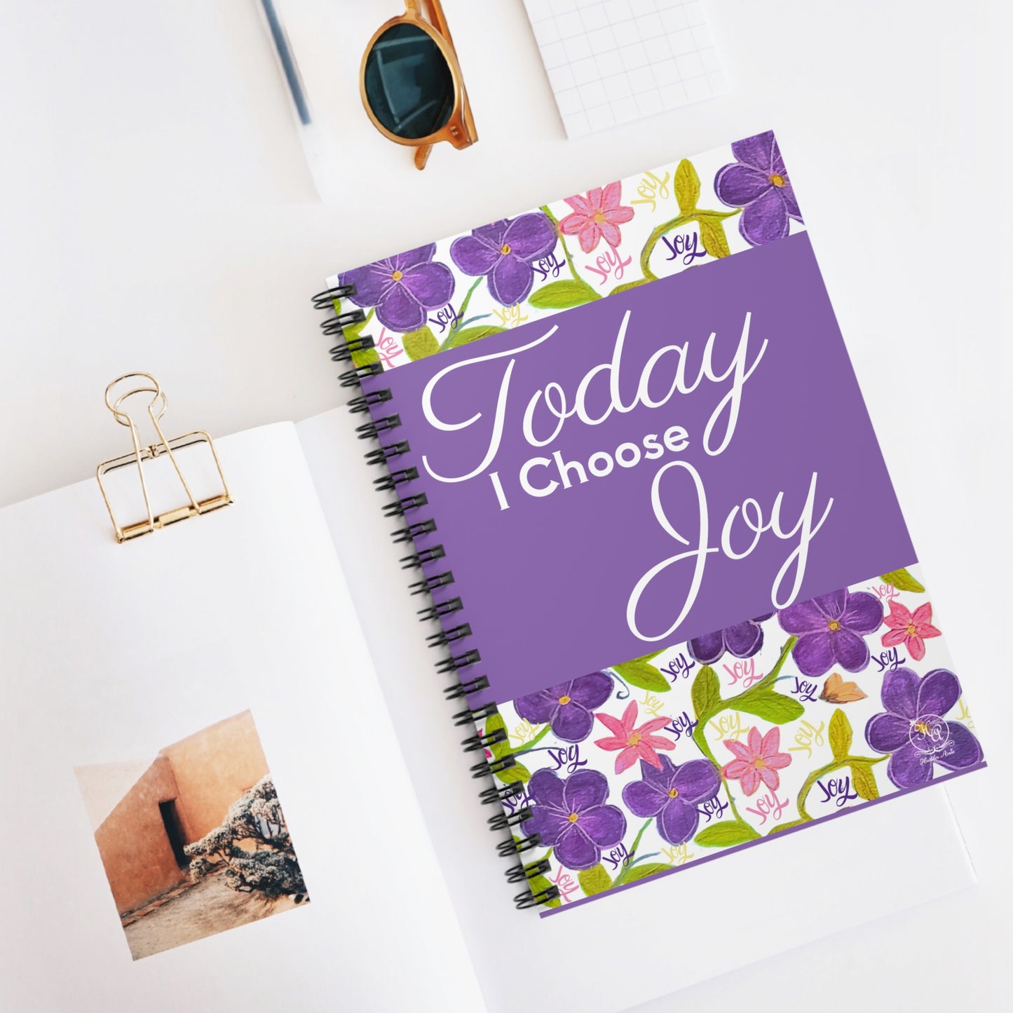 Today I Choose Joy -  Violets Watercolor Spiral Notebook Journal