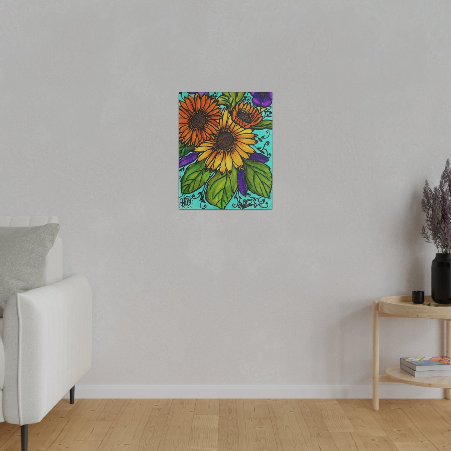 Sunflowers and Violets CANVAS Art Print