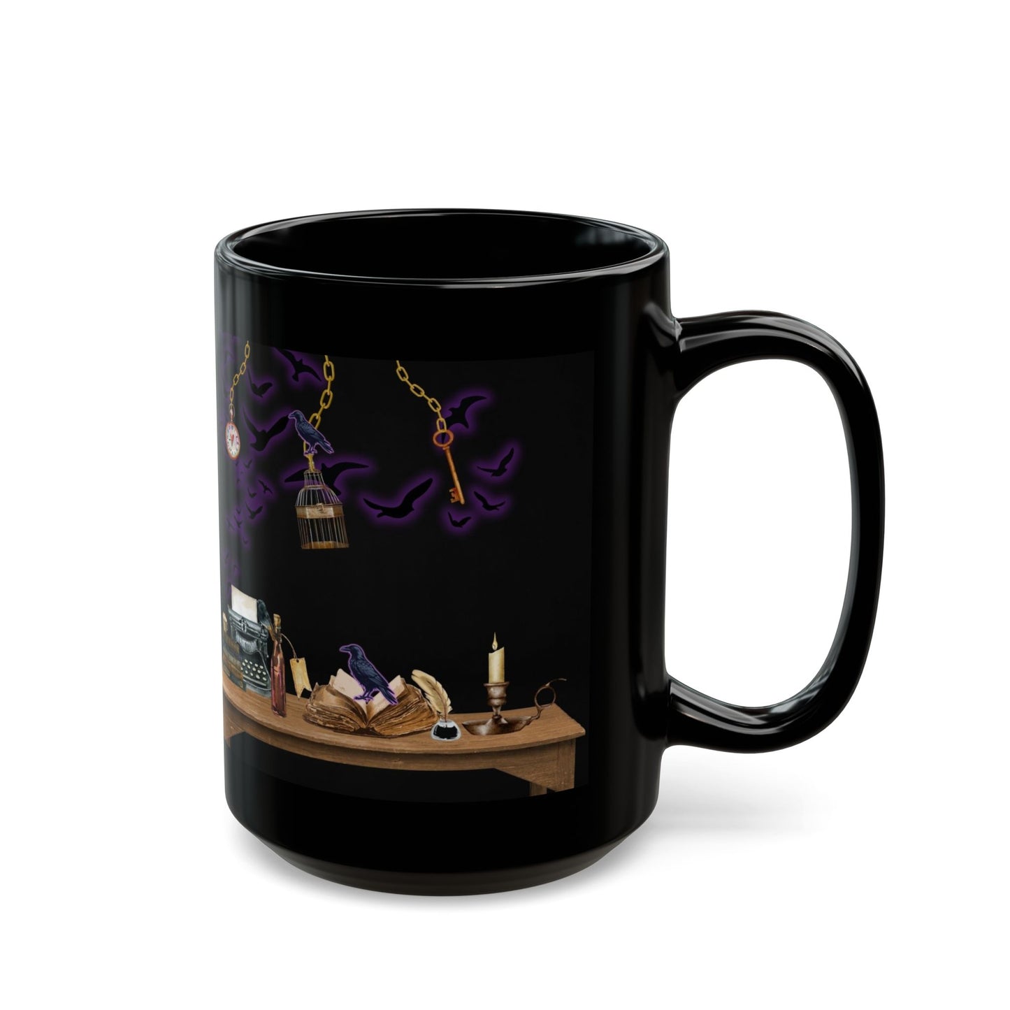 Midnight in Nevermore Gothic Raven Mug- Dark Academia Bookish Coffee cup 11 oz & 15 oz