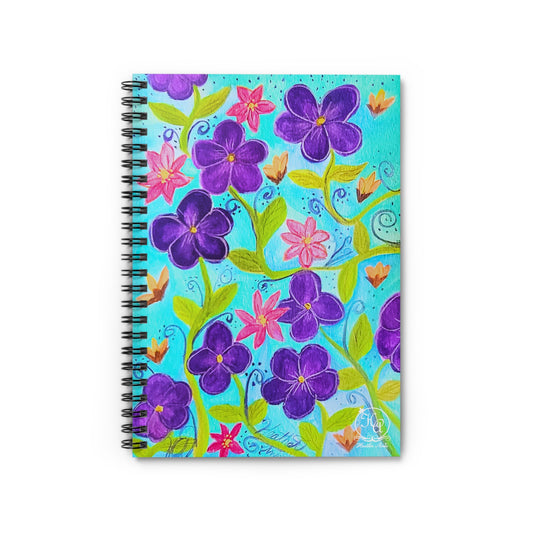 Violets on Blue Watercolor Spiral Notebook Journal