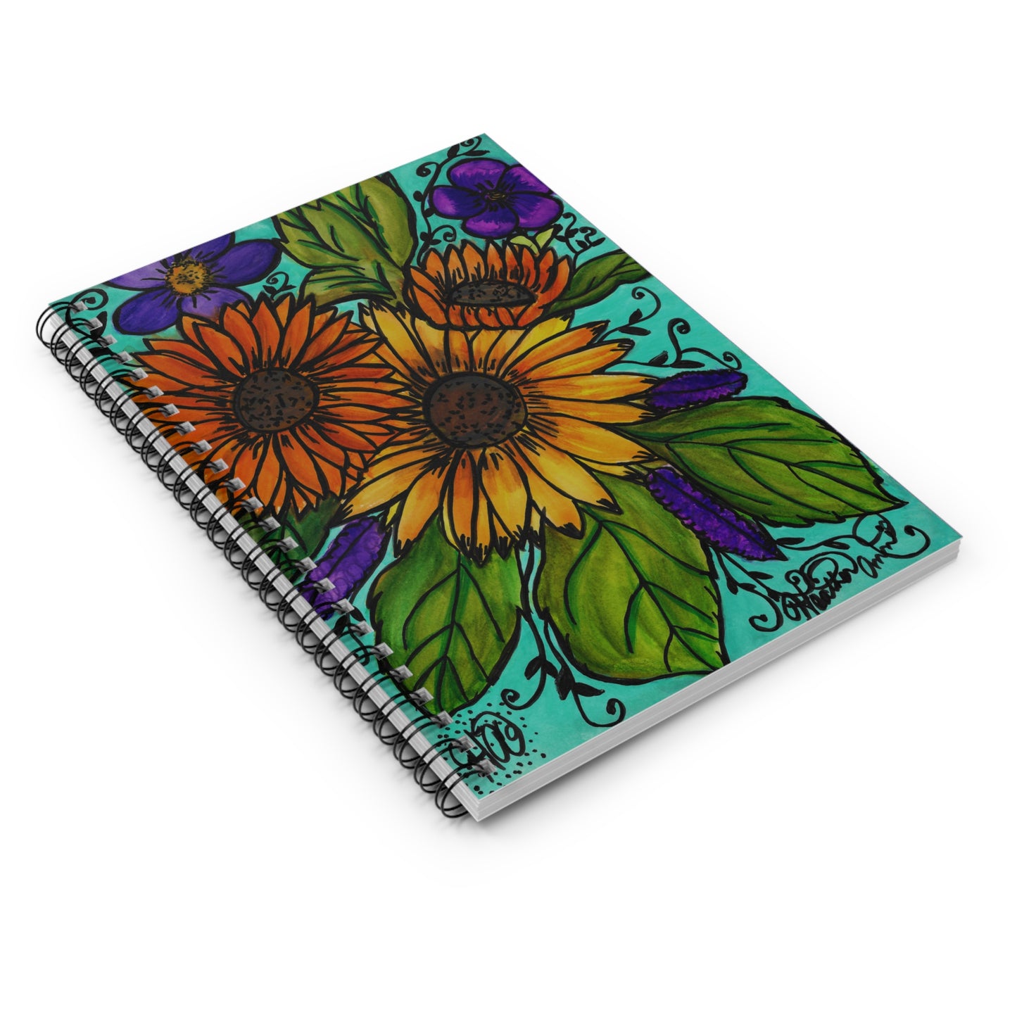 Sunflowers and Violets Spiral Notebook Journal