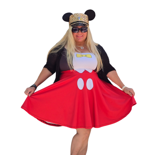 Mr. Mouse Black and Red Retro Classic Skater Dress