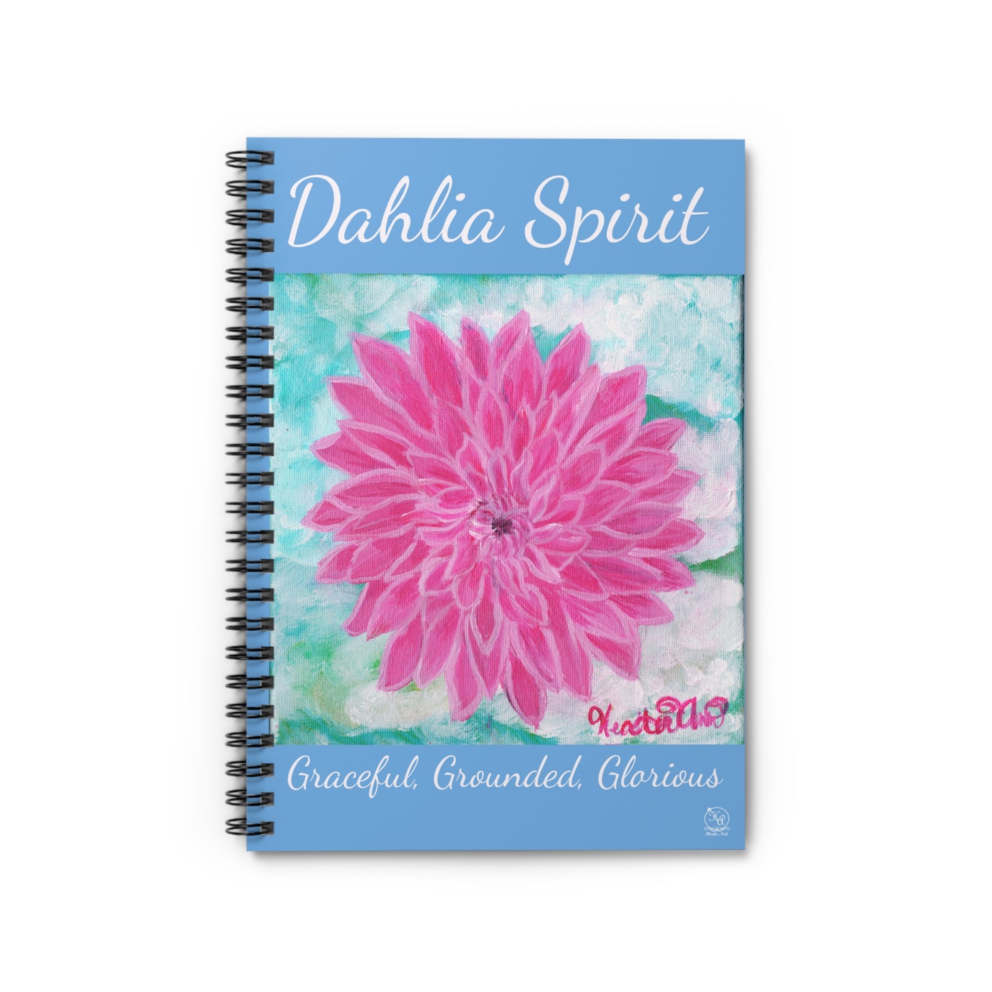 Pink Dahlia No. 1: Blush and Sky Journal Notebook Light Blue Cover, Lined, , Spiral Bound, 118 pages with Original Art by Heather Anne