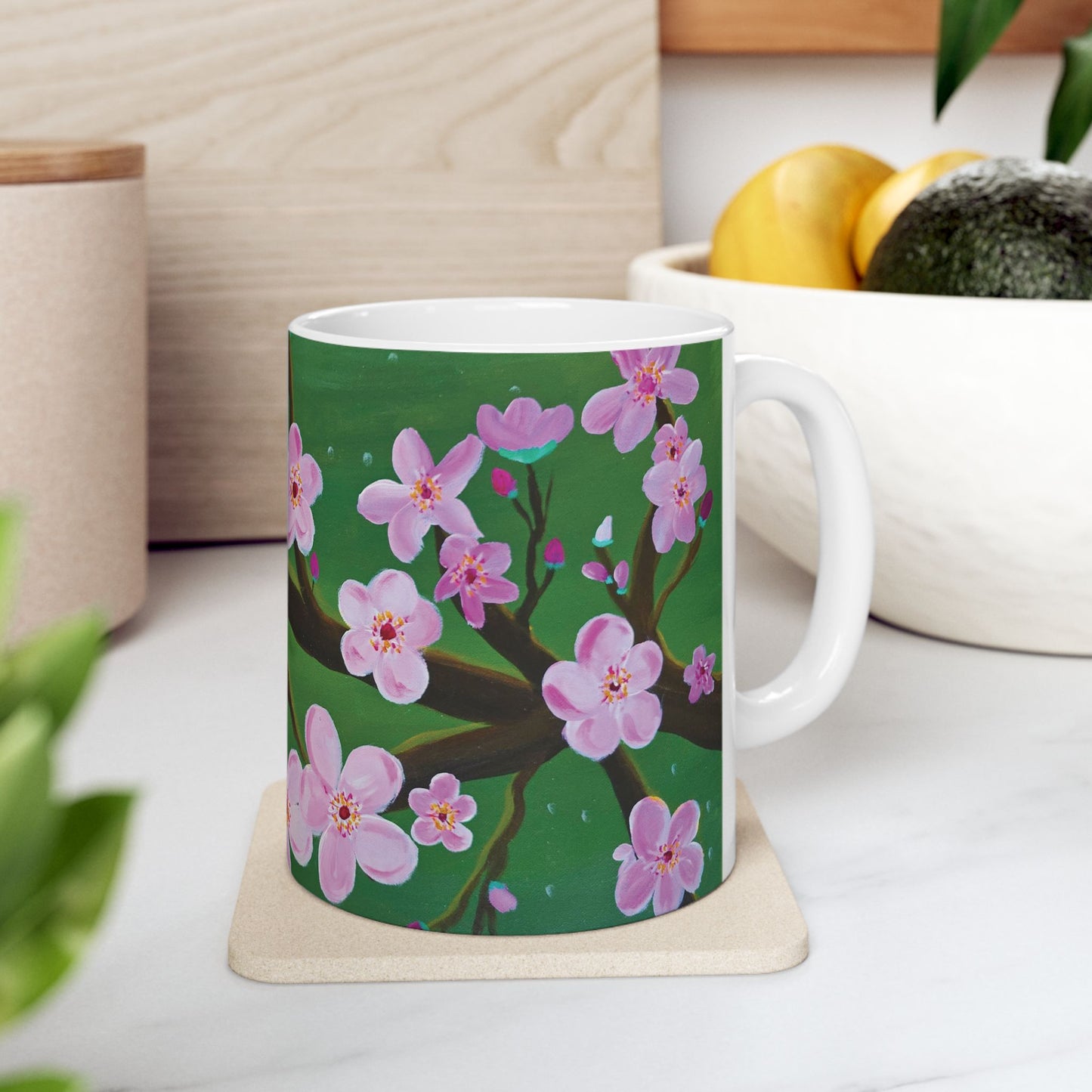 Cherry Blossom Ceramic Mug - Sakura Blossom Coffee Cup, Handmade Floral Tea Mug, Gift for Nature Lovers, Tea Drinkers, Mother's Day, Spring