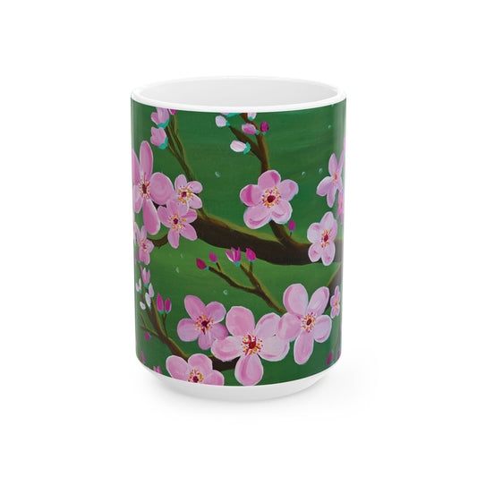 Cherry Blossom Ceramic Mug - Sakura Blossom Coffee Cup, Handmade Floral Tea Mug, Gift for Nature Lovers, Tea Drinkers, Mother's Day, Spring