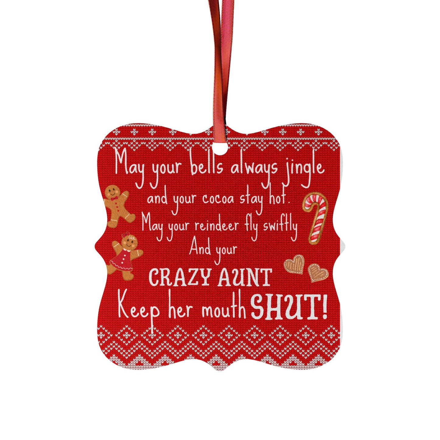 Funny Sarcastic Crazy Aunt Christmas Ornaments (1pc, 5pcs, 10pcs, 20pcs)