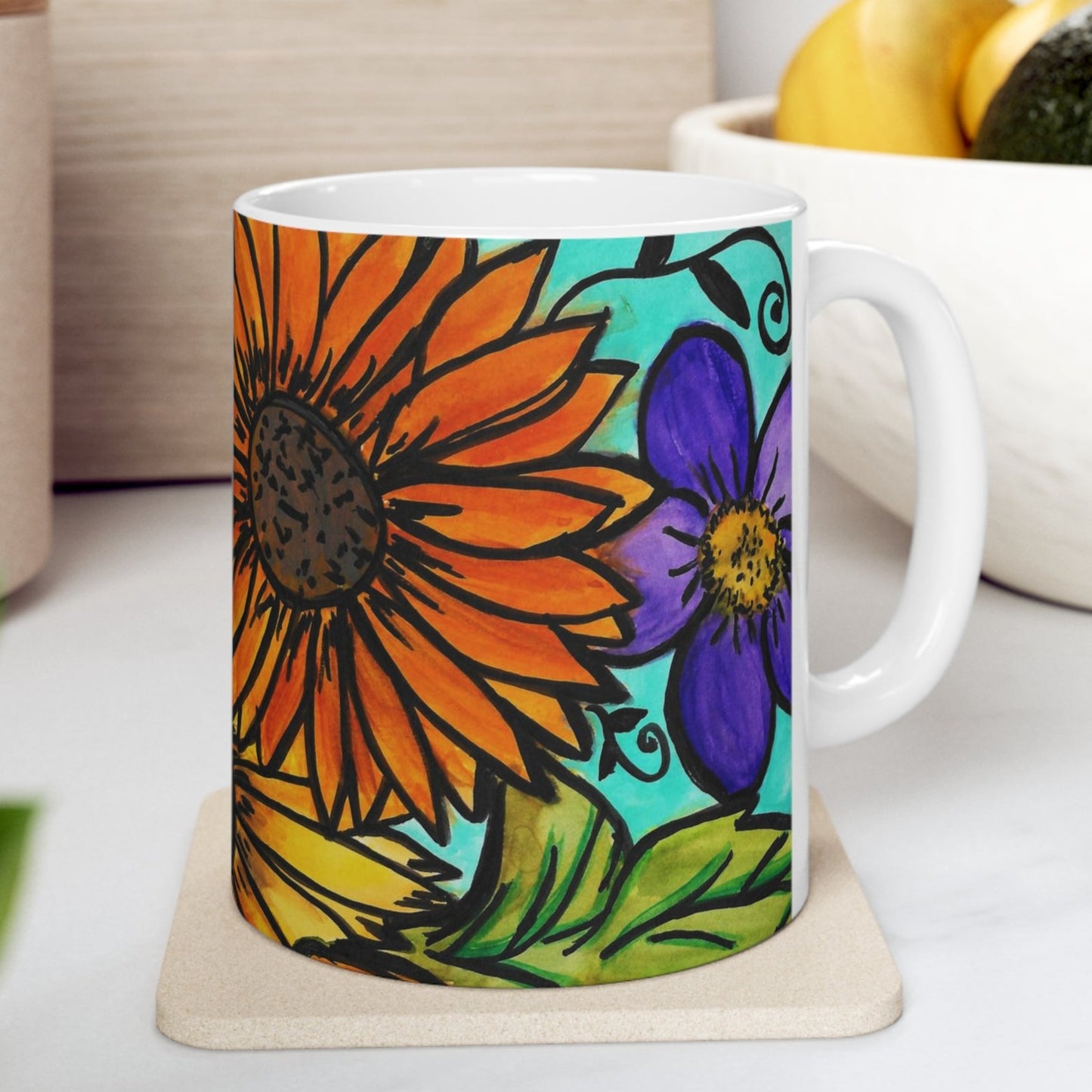 Sunflowers and Violets 11oz Mug