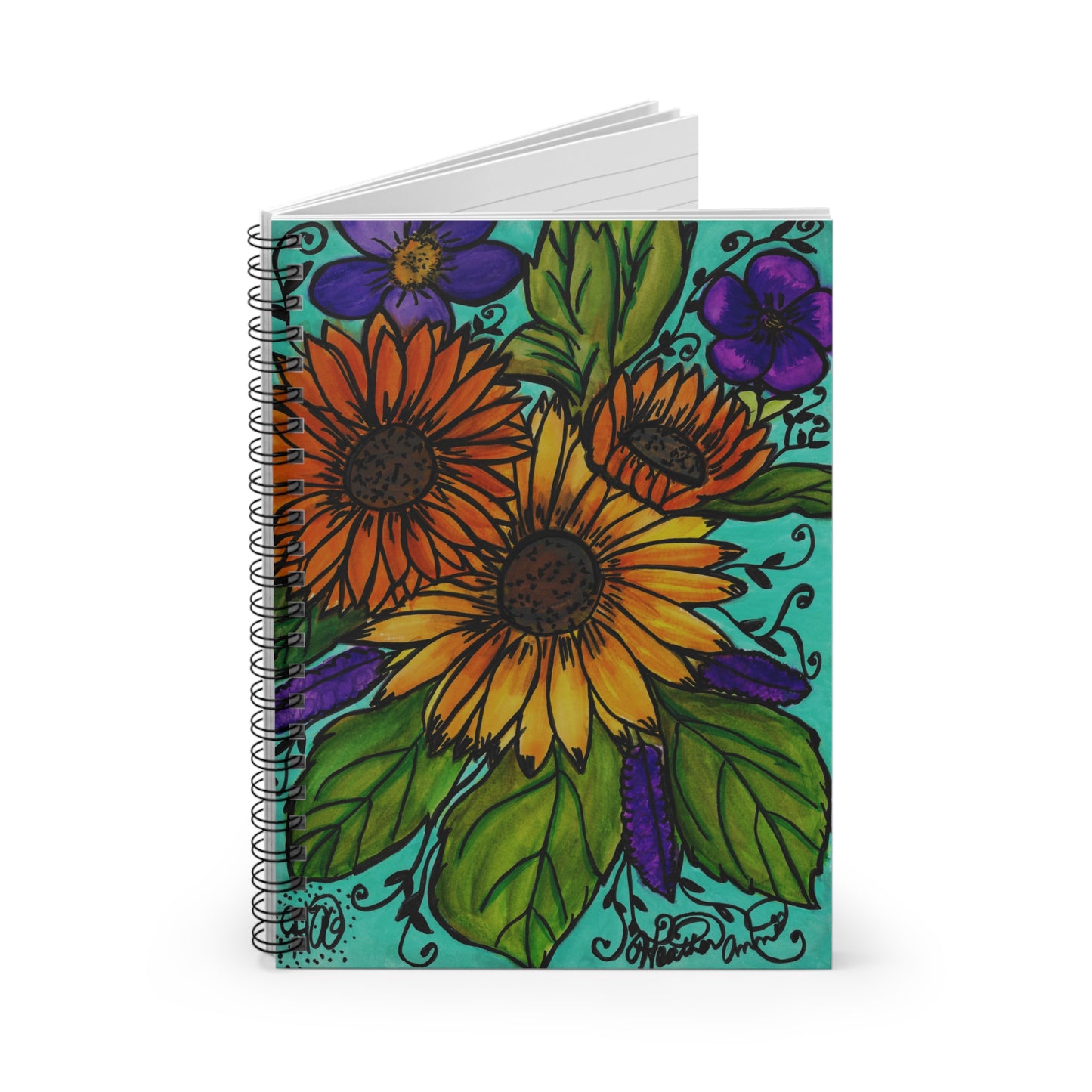 Sunflowers and Violets Spiral Notebook Journal