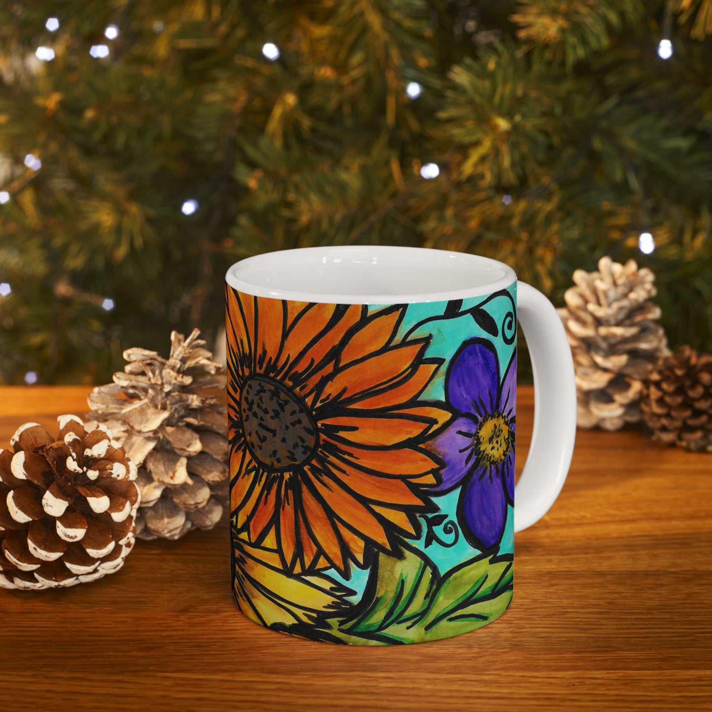 Sunflowers and Violets 11oz Mug