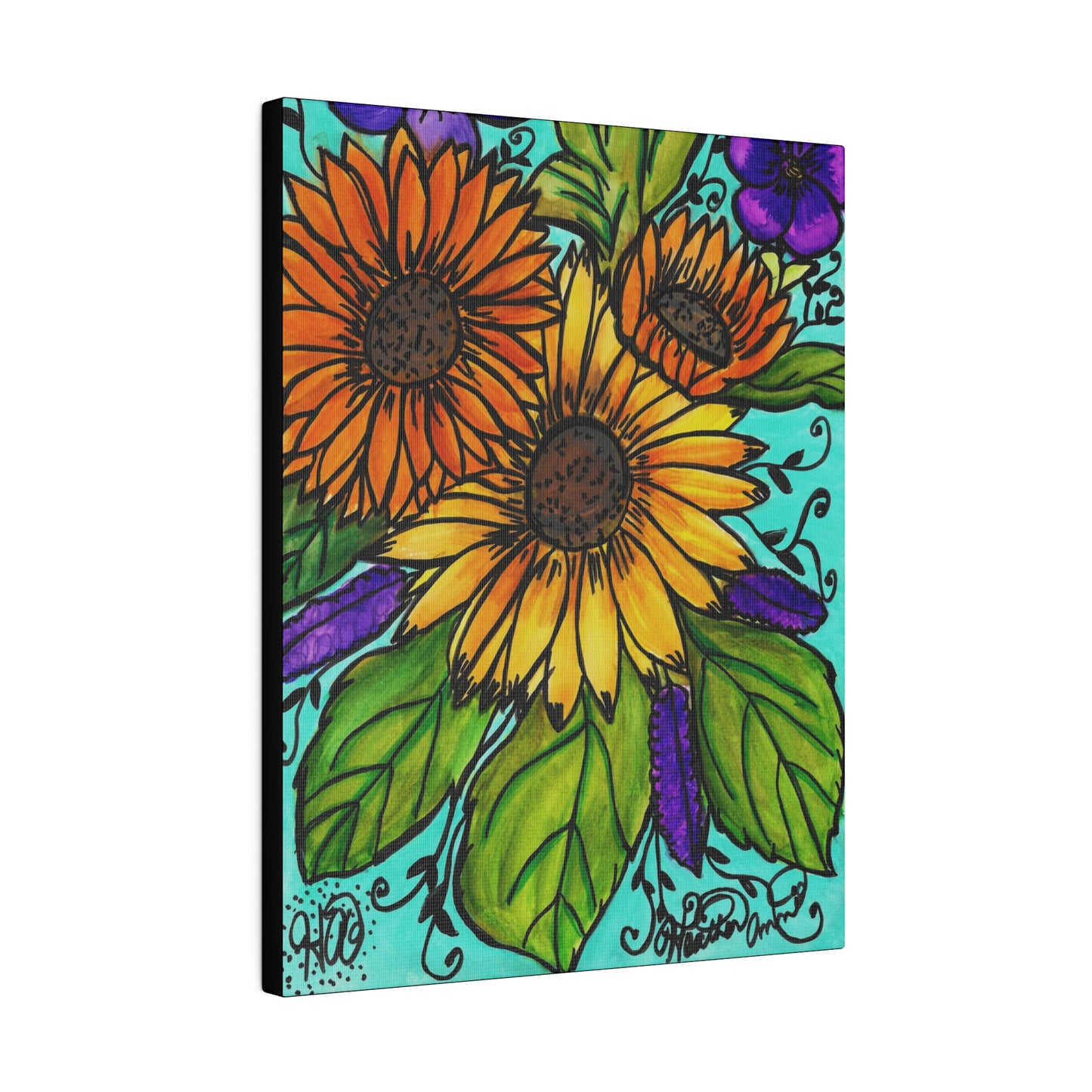 Sunflowers and Violets CANVAS Art Print