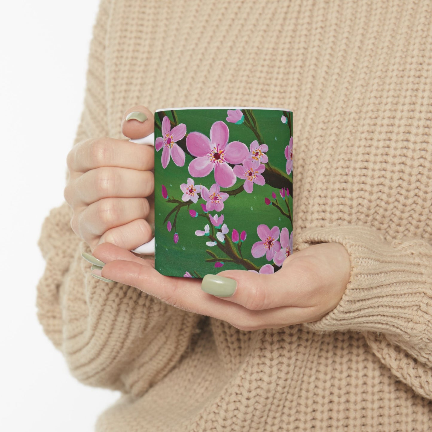 Cherry Blossom Ceramic Mug - Sakura Blossom Coffee Cup, Handmade Floral Tea Mug, Gift for Nature Lovers, Tea Drinkers, Mother's Day, Spring