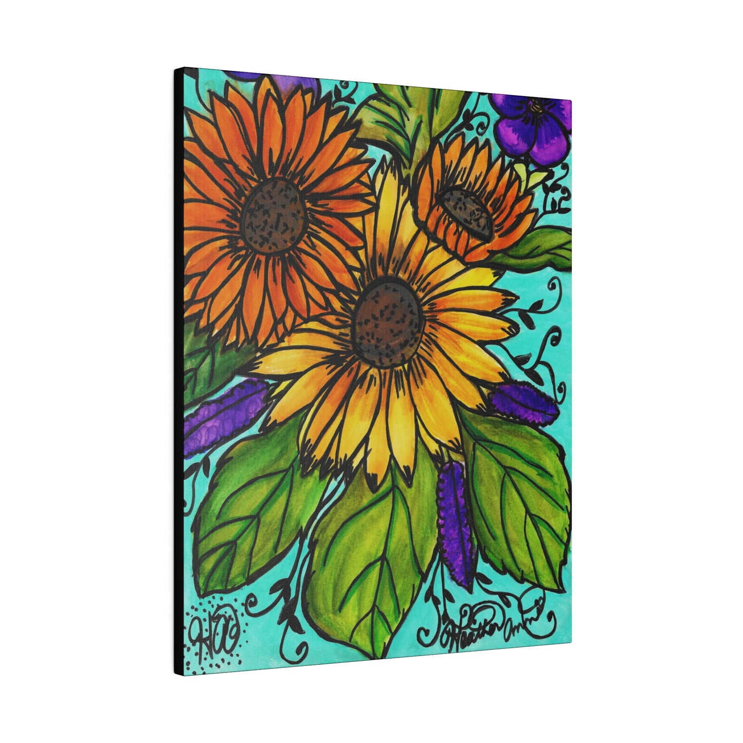 Sunflowers and Violets CANVAS Art Print