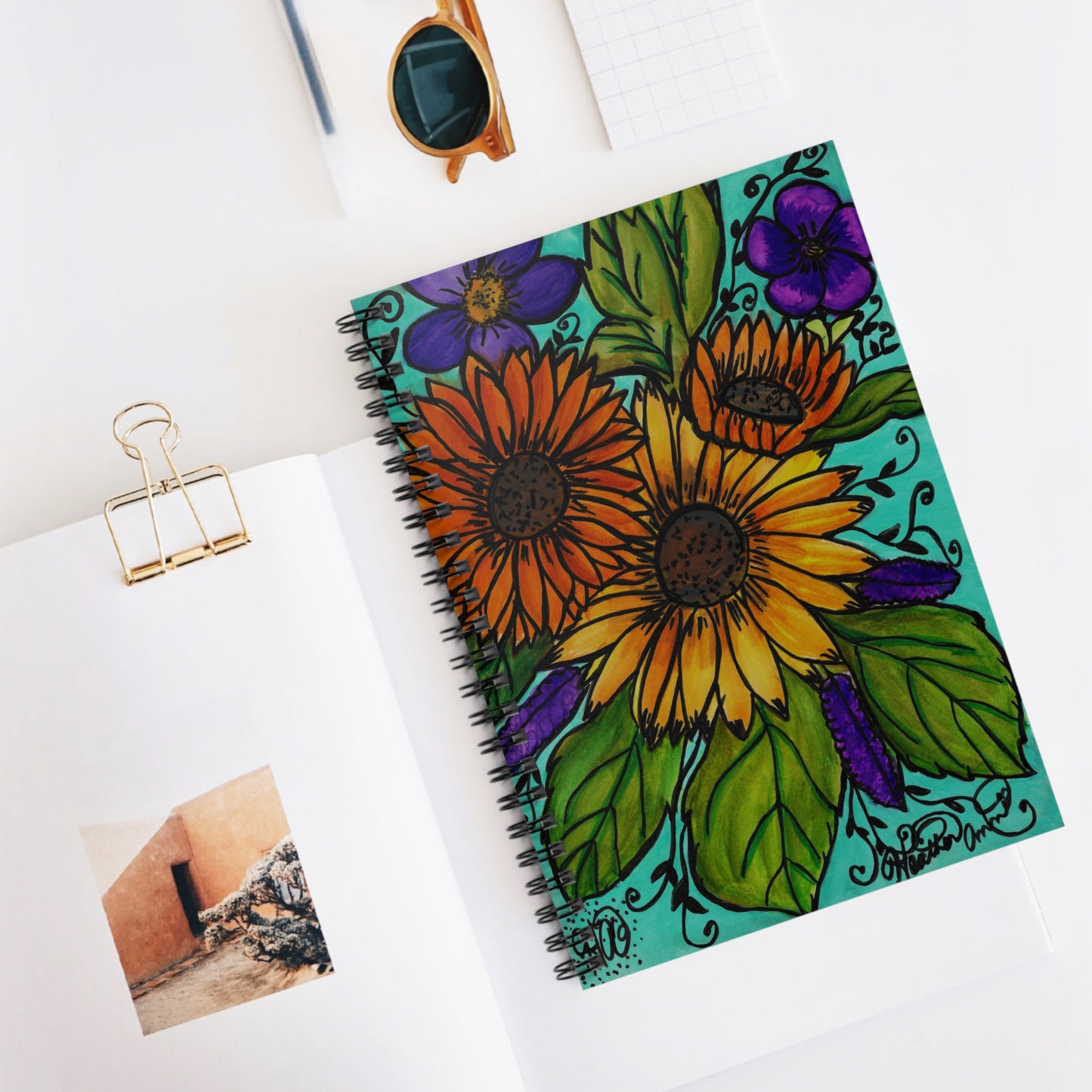 Sunflowers and Violets Spiral Notebook Journal