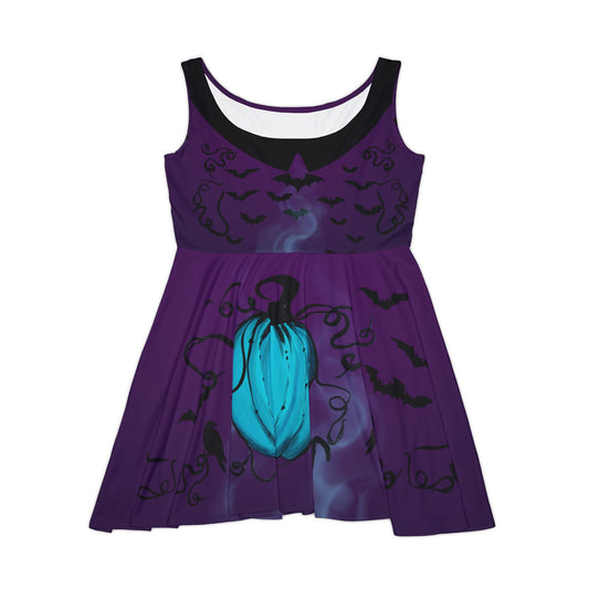 Haunted Harvest Teal Pumpkin Skater Dress- Halloween Outfit