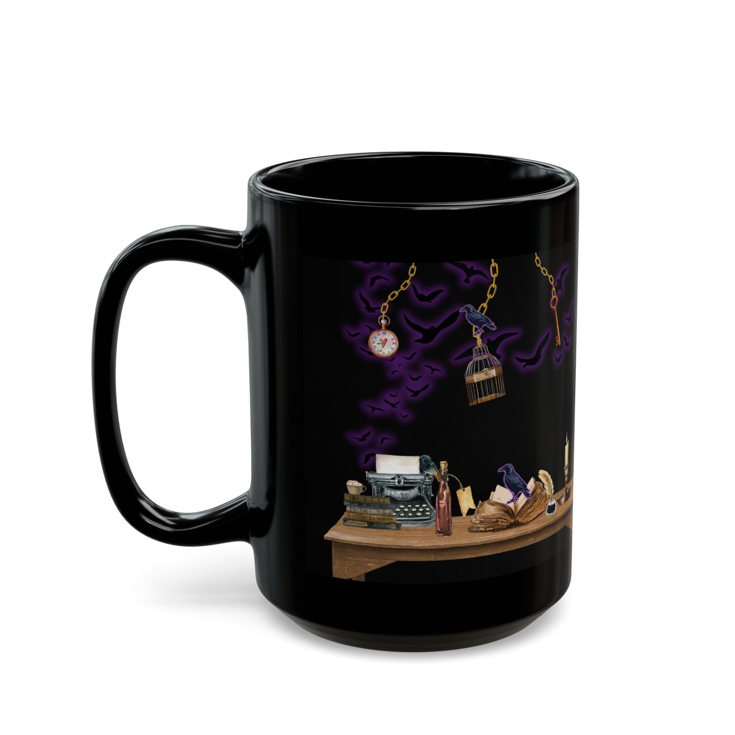 Midnight in Nevermore Gothic Raven Mug- Dark Academia Bookish Coffee cup 11 oz & 15 oz