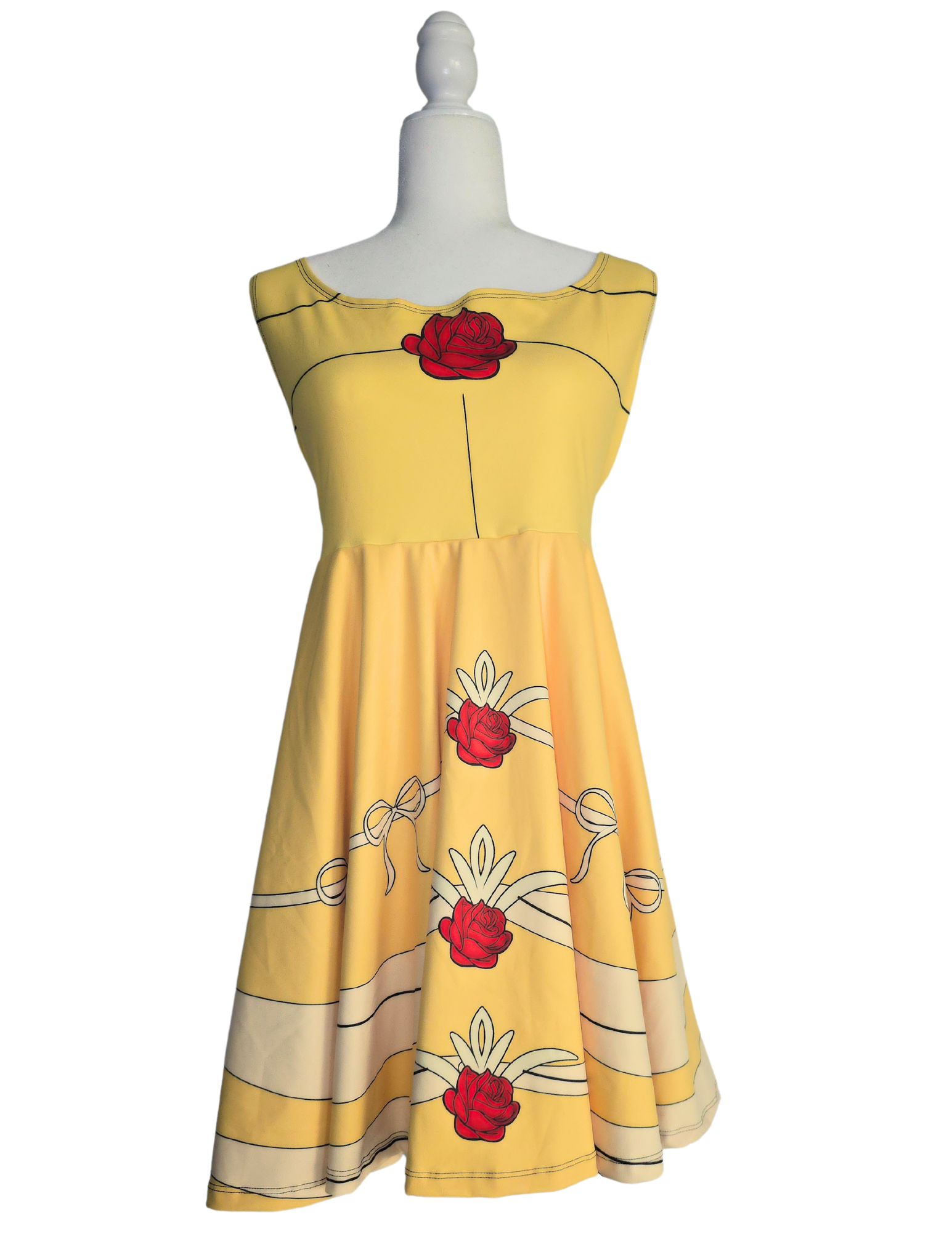 la la land dress yellow Beauty Enchanted Rose Princess Skater Dress – Heather Anne Studio