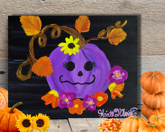 Happy Purple Pumpkin Canvas Art Print