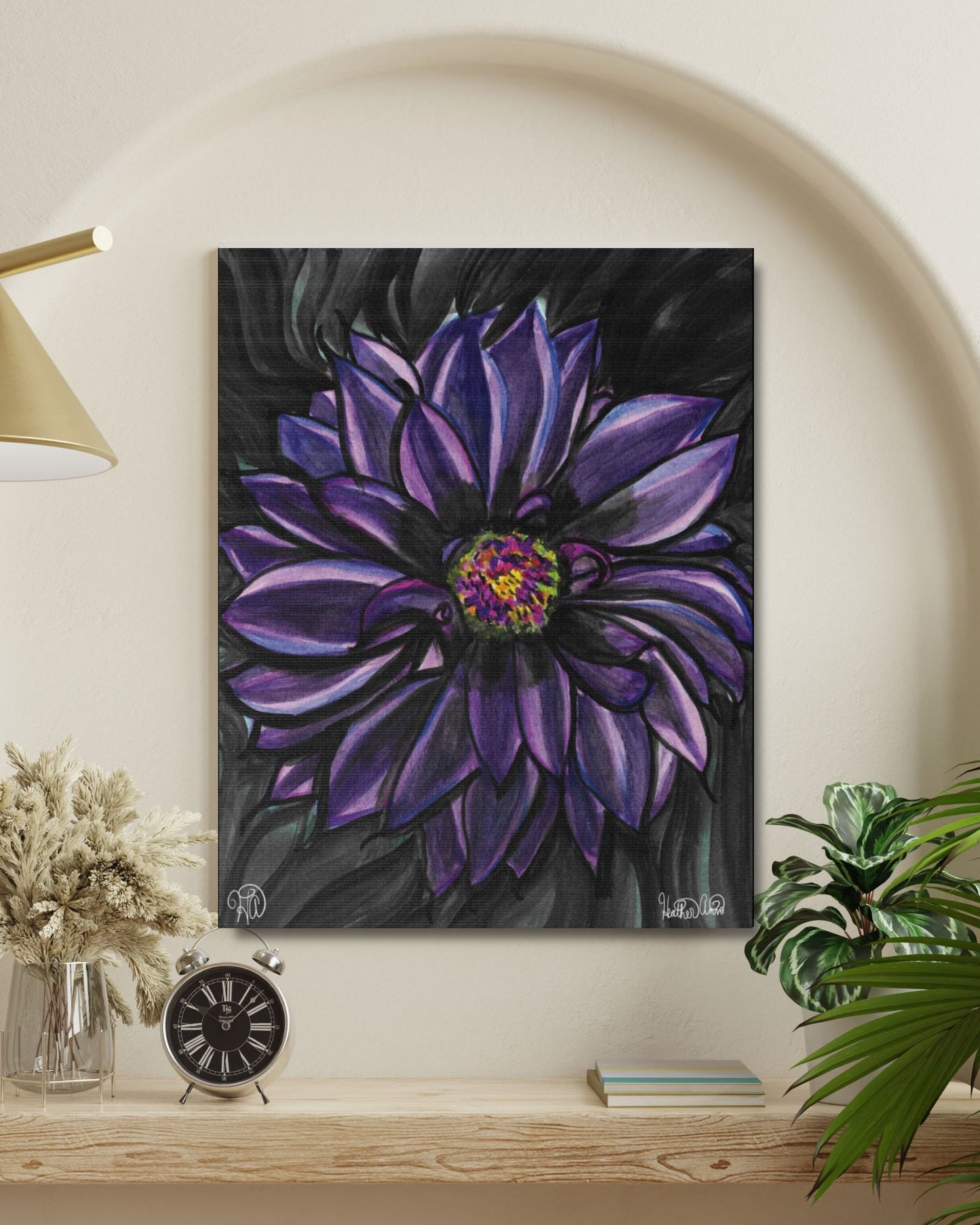 Black Dahlia Art Print on Canvas