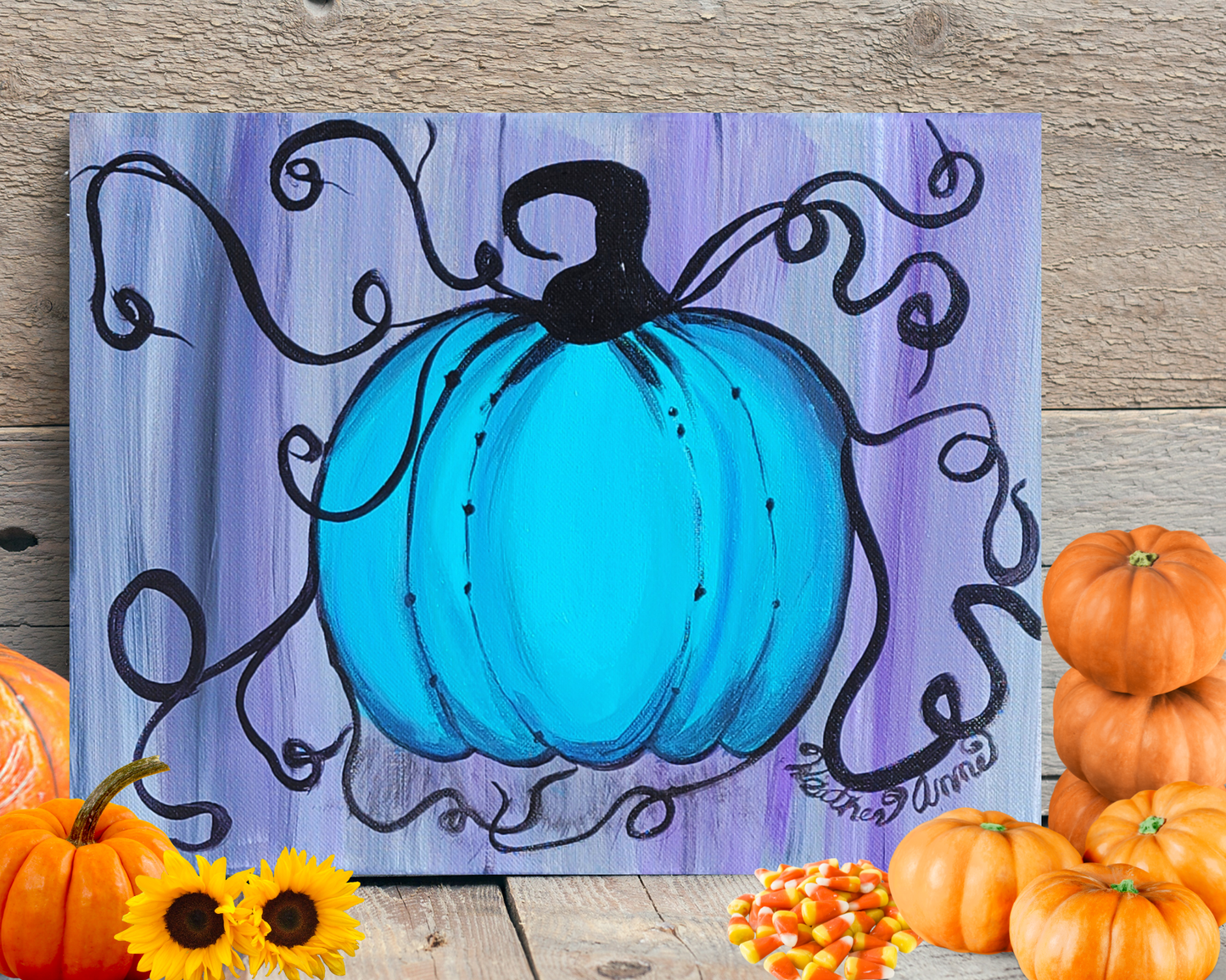 Teal Pumpkin Canvas Art Print