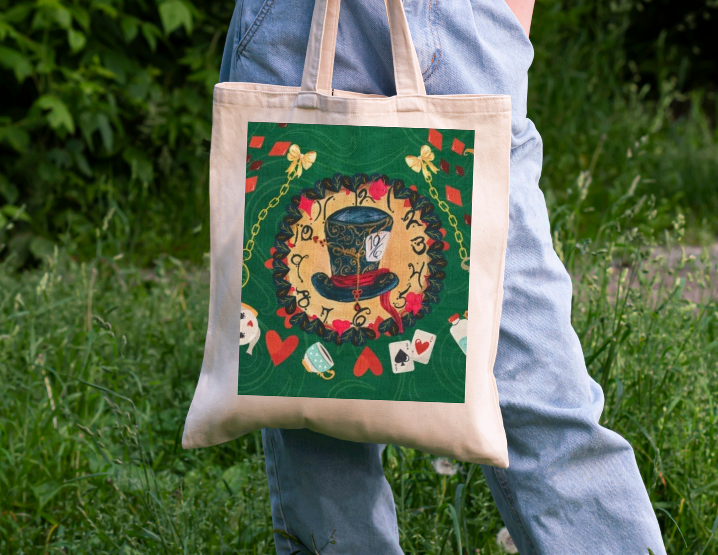 Mad Tea Party with the Hatter Cotton Canvas Tote Bag
